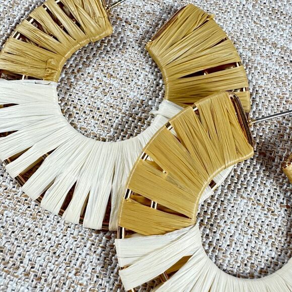 Free People Gold and Cream Hoop Earrings - Picture 3 of 9